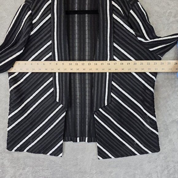 Chicos Collection Jacket Womens L Black White Striped Open Front Kimono Cardigan - Picture 6 of 10